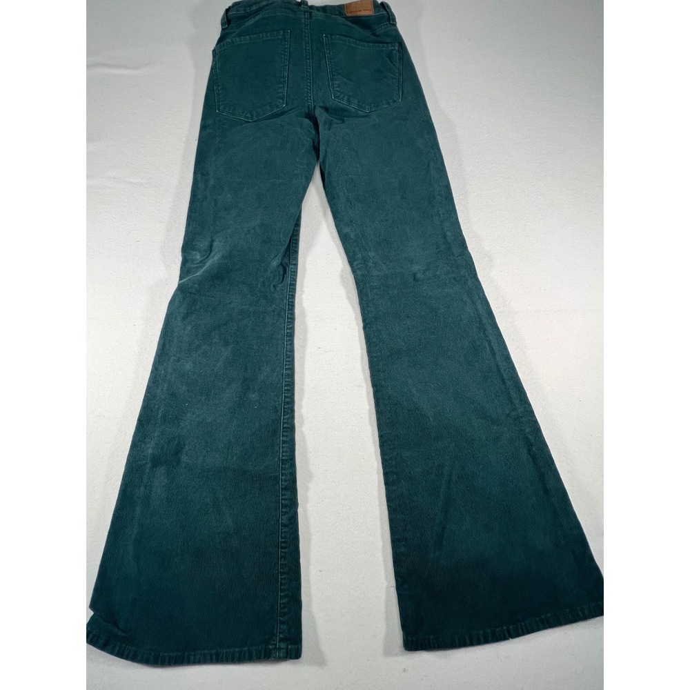 American Eagle Super Hi-Rise Flare Corduroy Pants Teal Green Size 00 Button Fly - Picture 9 of 9